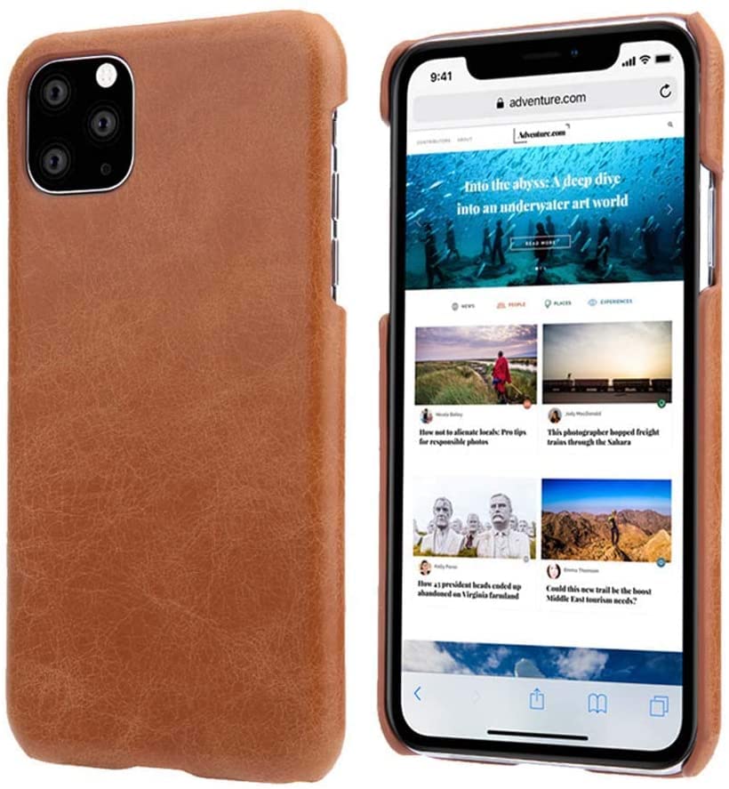 Housse cuir iPhone 11 Pro Max protection intégrale écran marron