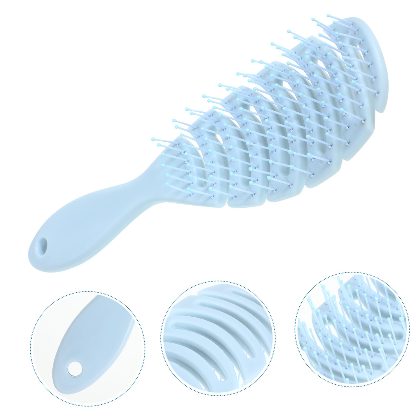 Beaupretty 5pièces Peigne Courbé De Massage Pour Démêler Cheveux Peigne à Main Pour Cheveux Bouclés Et Accessoire De Couleur Bleue