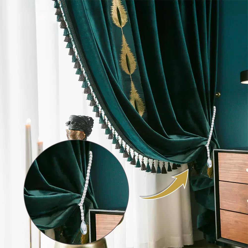 Corda for tende 2 pezzi Perline di cristallo Fermatenda for tende Decorazioni for la casa Accessori Supporti for tende Corda con fibbia Bling Bead Holdback Finestra Drappeggio Fermacravatta (Color : N