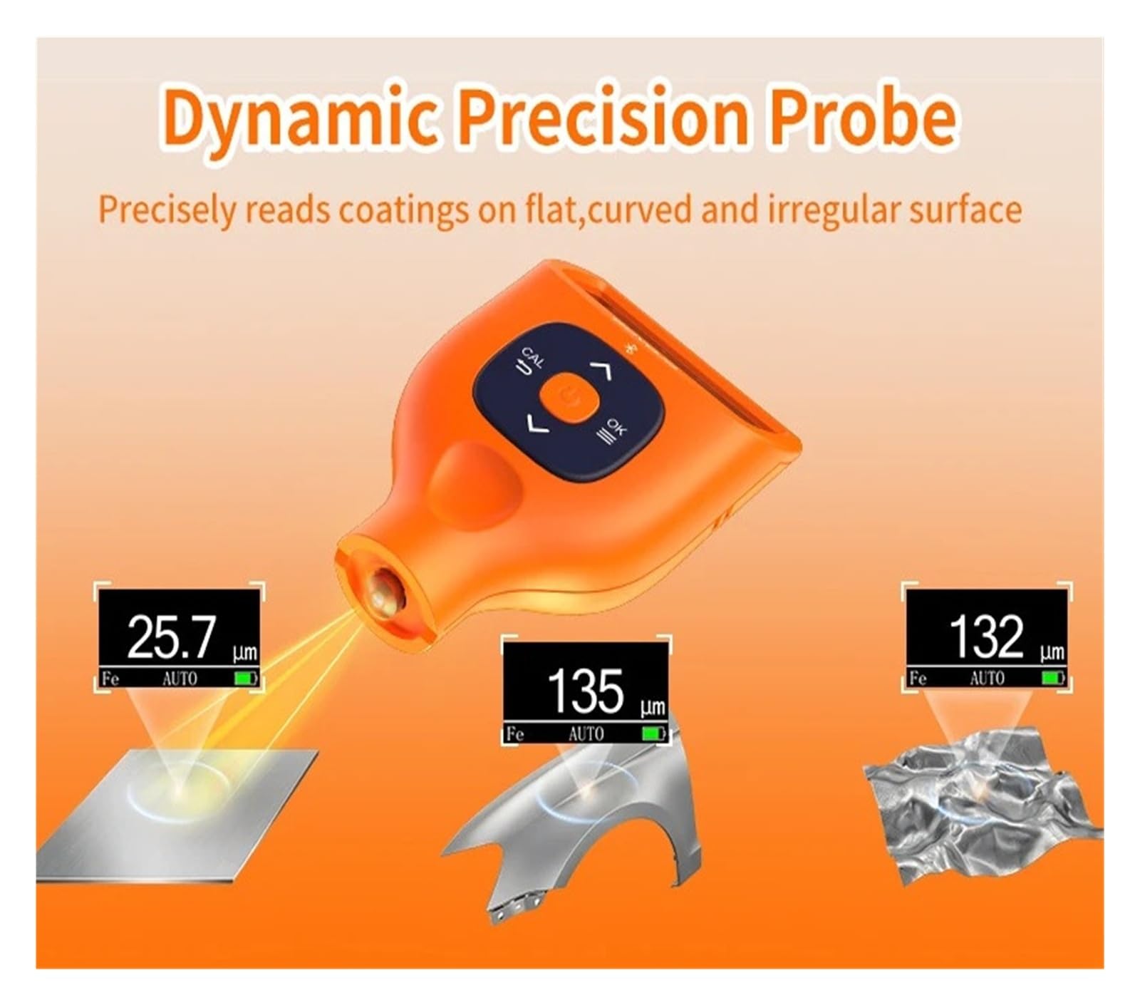 calibración auto de la pantalla LCD del probador del grueso de capa de pintura de los 0-9900μm | Medidor de espesor de película de pintura for automóviles Medidor de sonda Fe NFe(CTG-2)