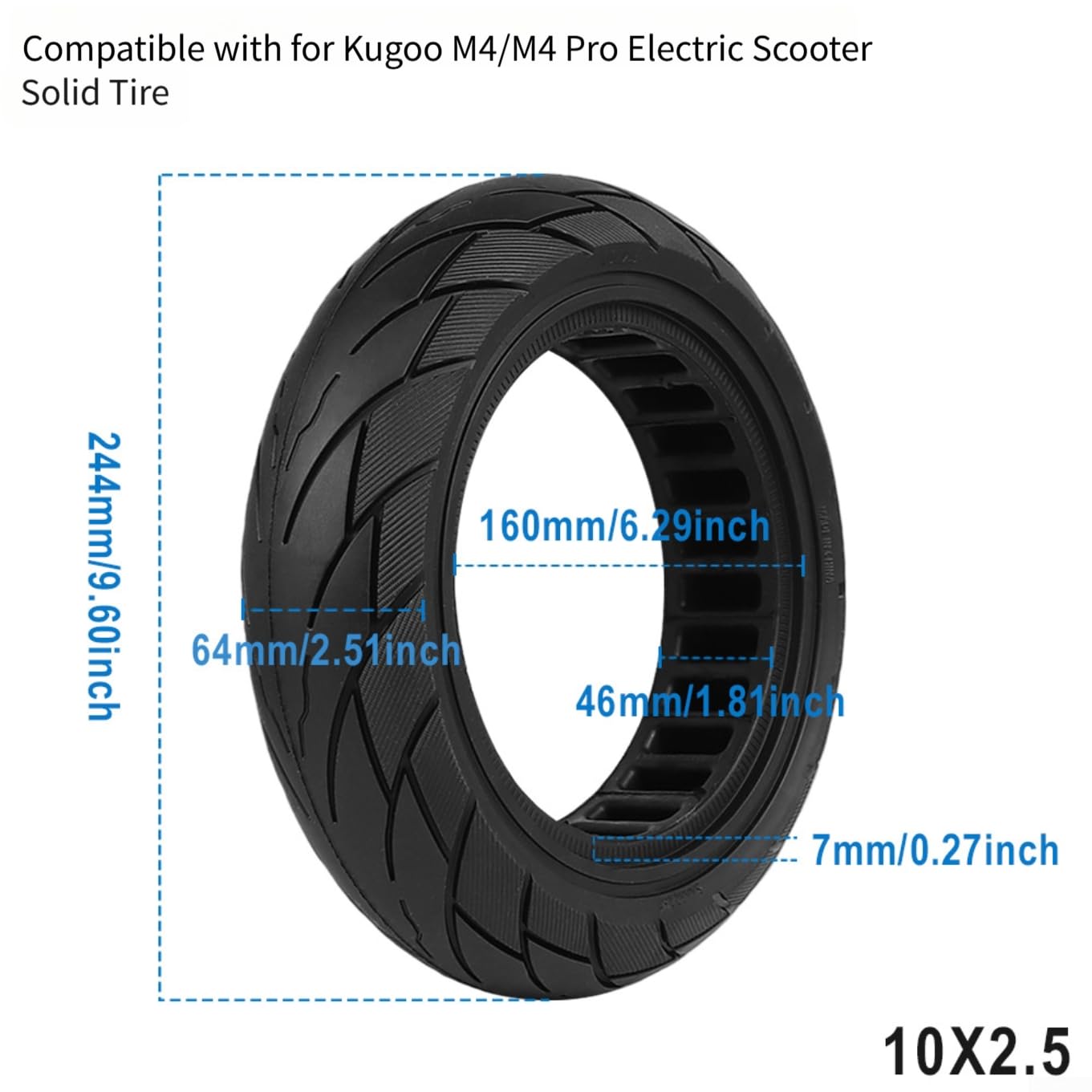 Neumático de scooter eléctrico no neumático 10x2.5 para Kugoo M4