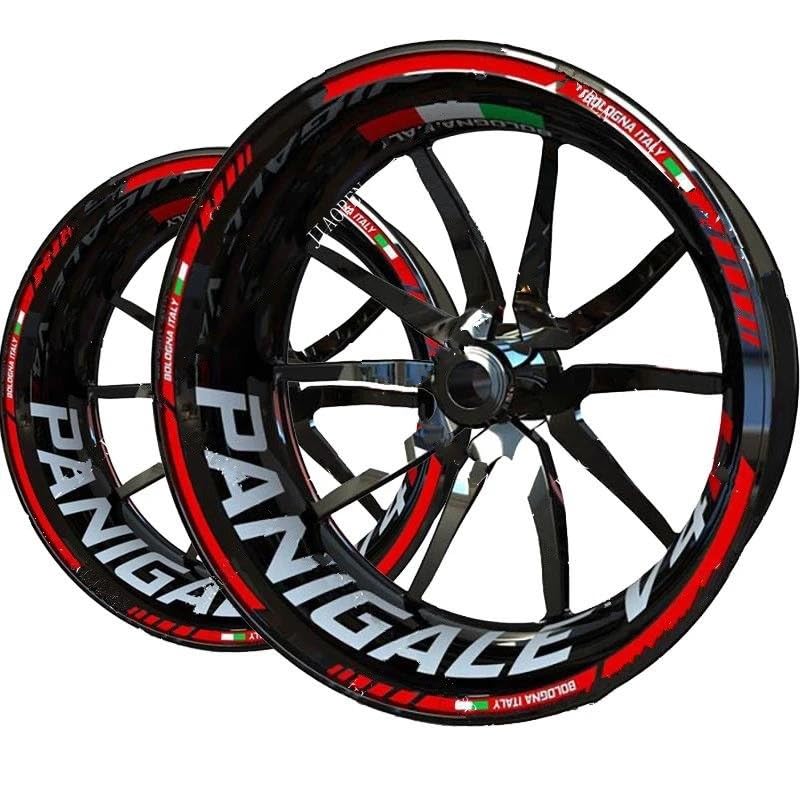 Motorrad Felgenaufkleber Motorrad-Felgenaufkleber Für Ducati Panigale V4R V4 R Felgen-Reflexaufkleber Nabenaufkleber Streifenband Aufkleber-Set Reflektierend Felgenrandaufkleber(Rot)