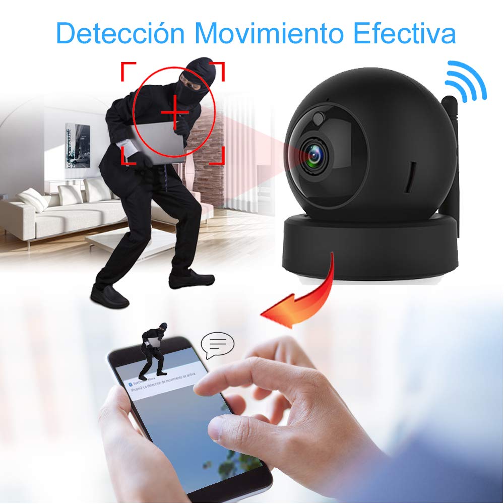 Cámara IP WiFi HD DIYTECH, C43S V2 Vigilancia, Seguridad, Detección Movimiento Humano, visión Nocturna, Compatible iOS y Android. P2P