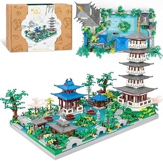 Chinese Architecture Micro Building Blocks Set, Creative Building Set Toys Gifts for Adults and Kids Age 14+, Oriental Garden West Lake Collection Model for Display, 5186PCS Micro Mini Bricks