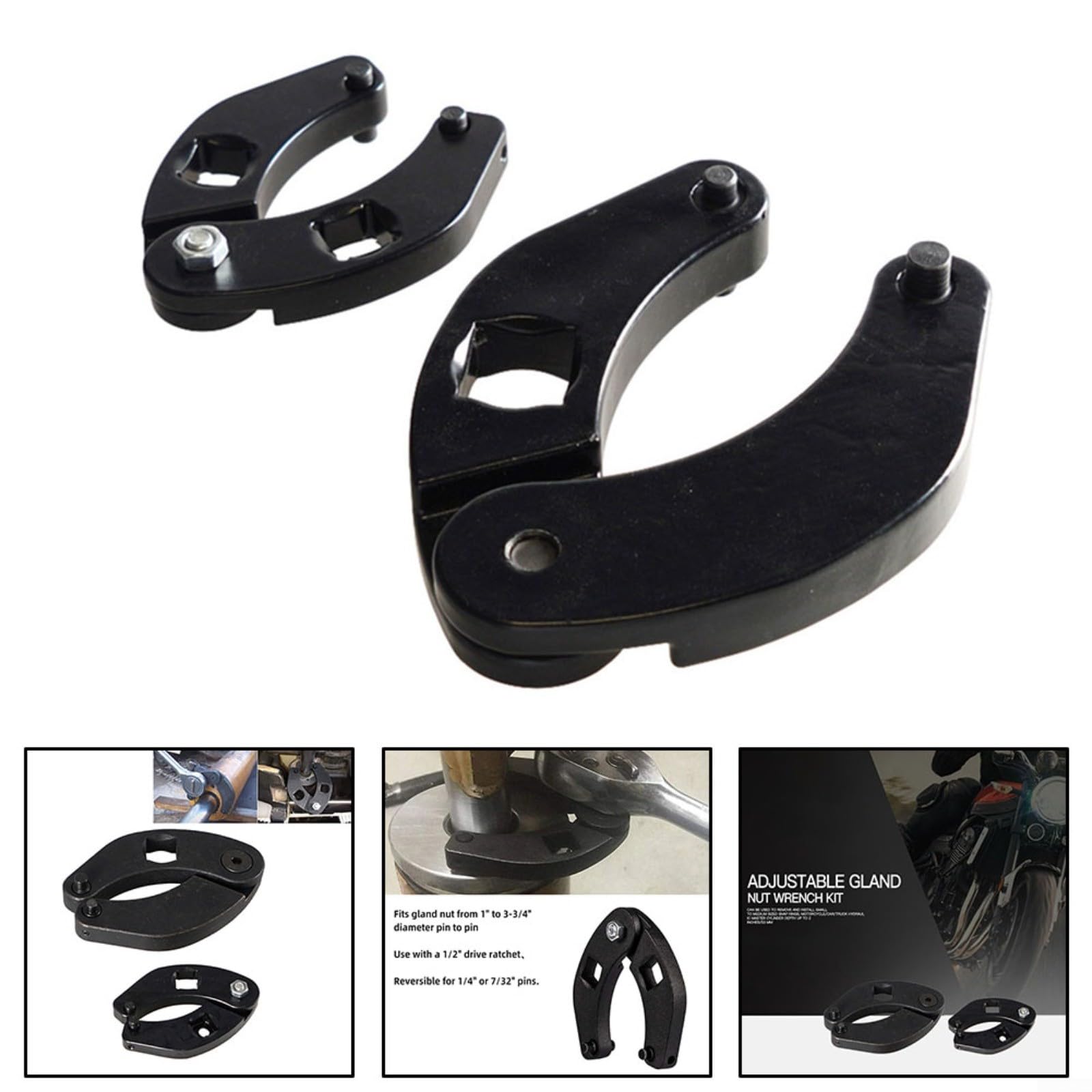 Llave de tuerca ajustable de acero al carbono, cilindro hidráulico, juego de herramientas para la industria y el automóvil, resistente a la corrosión, ergonómica, 15 x 15 x 5,5 cm (estilo)