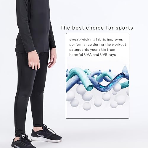 Miniatura 3 de Paquete de 1234 leggings de compresión para niños y jóvenes, pantalones deportivos para baloncesto, correr, hockey, Jiu Jitsu