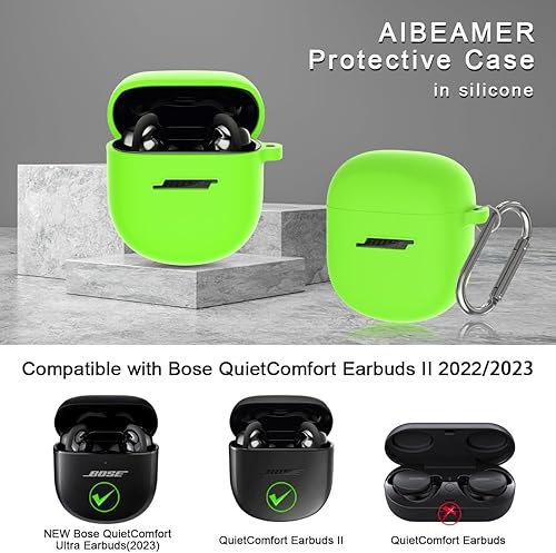 Miniatura 23 de Funda de silicona para auriculares Bose QuietComfort II (2022) y QuietComfort Ultra (2023), funda protectora a prueba de golpes con llavero para Rojo