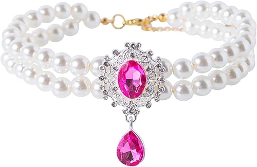 Collar de perlas de 2 filas para gatos, collar de perlas para perros, collares de diamantes de imitación para perros pequeños, accesorios de collar