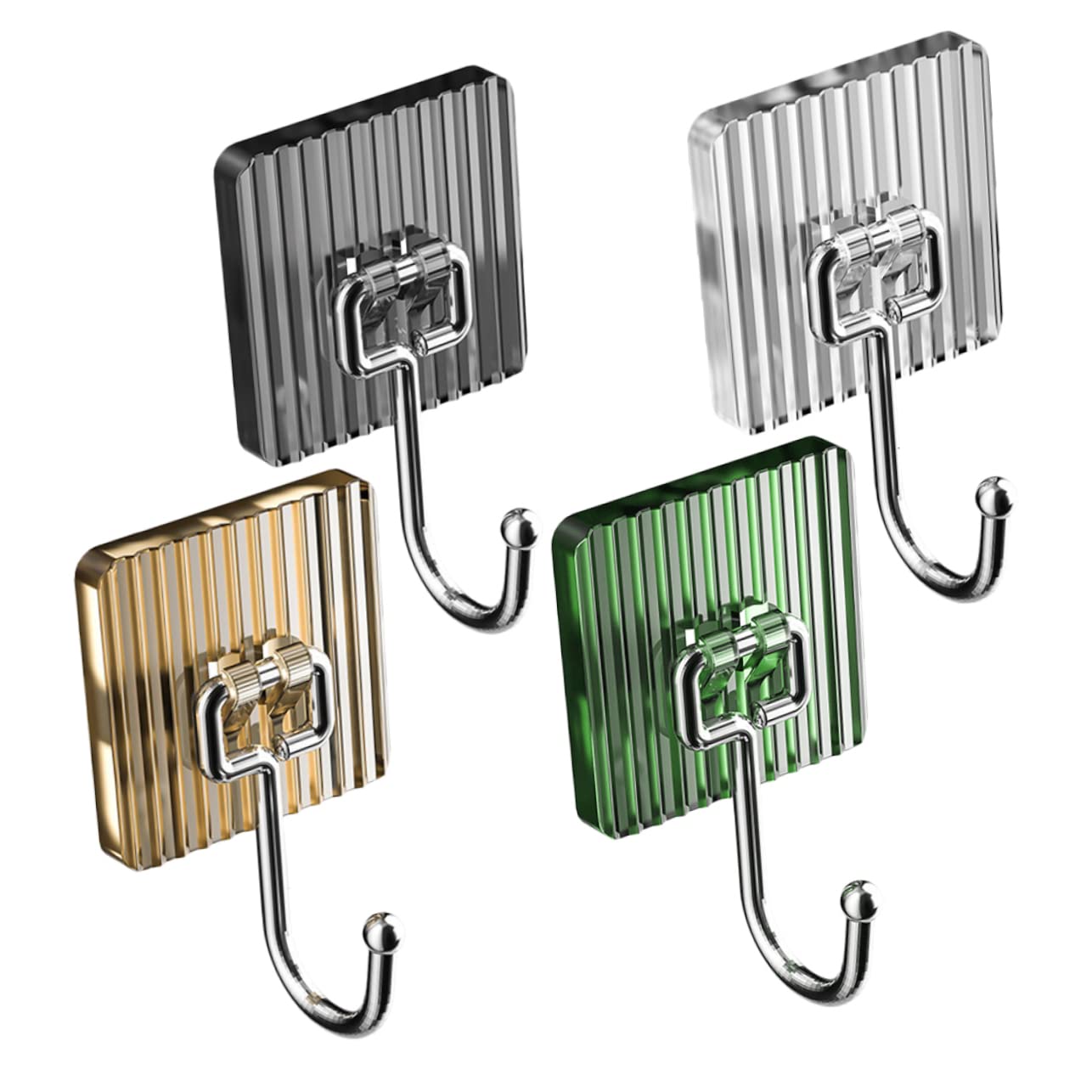 16piezas Gancho Adhesivo Inoxidable Para Pared Ganchos De Montaje Sin Taladro Para Baño Cocina y Decoración Del