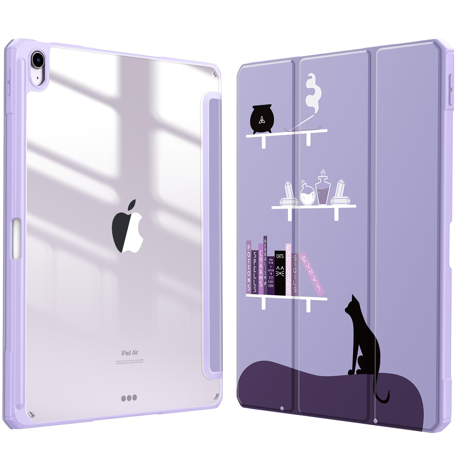FINTIE Hybrid Case for iPad Air 13-inch (M3) 2025, (M2) 2024, [Built-in Pencil Holder] Shockproof Cover with Clear Transparent Back Shell, Auto Wake Sleep, Witchy Room