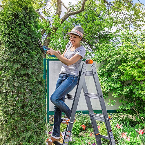 OT QOMOTOP 13 FT Multi-Position Telescoping Ladder for Home Use Roof RV Outdoor Activities, Easy to Move Aluminum Step Ladder with Non-Slip Design, 300lbs Duty Rating