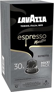 Lavazza, Espresso Maestro Ristretto, 30 Nespresso Compatible Coffee Pods | with Chocolate and Caramel Notes, Arabica and Robusta, Intensity 12/13, Dark Roast, Compatible with Nespresso Original