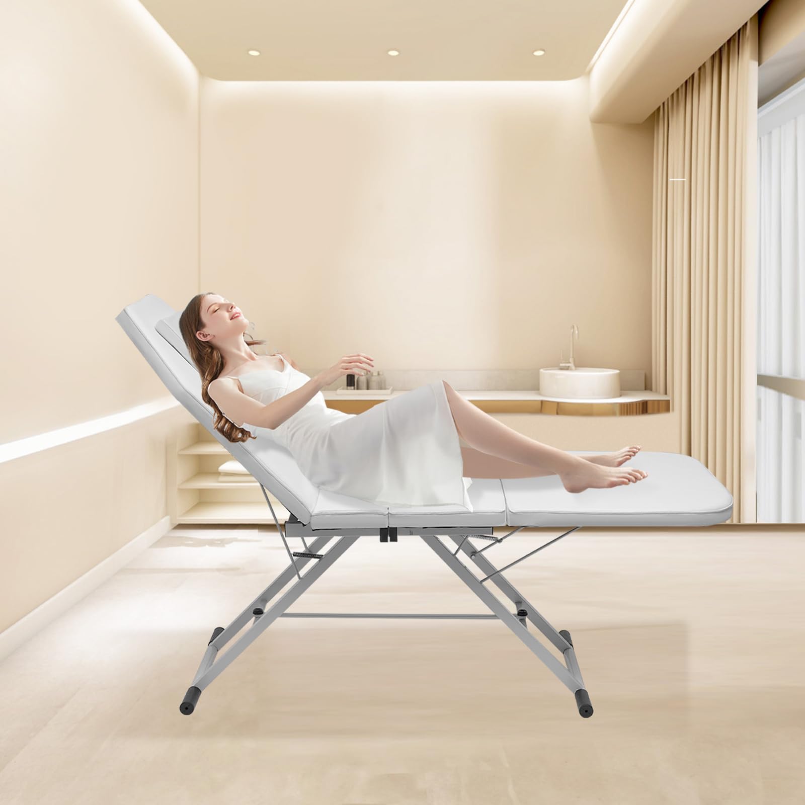 Tragbares Tattoo-Massagebett SchöNheitsmassagestuhl Geeignet FüR Professionelle Masseure Massagetherapeuten Heimanwender Massagezentren Reflexzonen-Salons Gesundheitszentren Moderner Stil Weiß