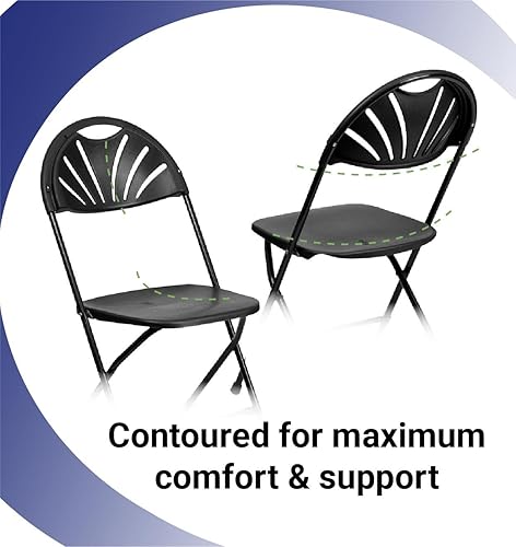 Miniatura 9 de TentandTable Ventilador Back - Sillas plegables apilables resistentes, color blanco, capacidad de 300 libras, para eventos, banquetes, fiestas y