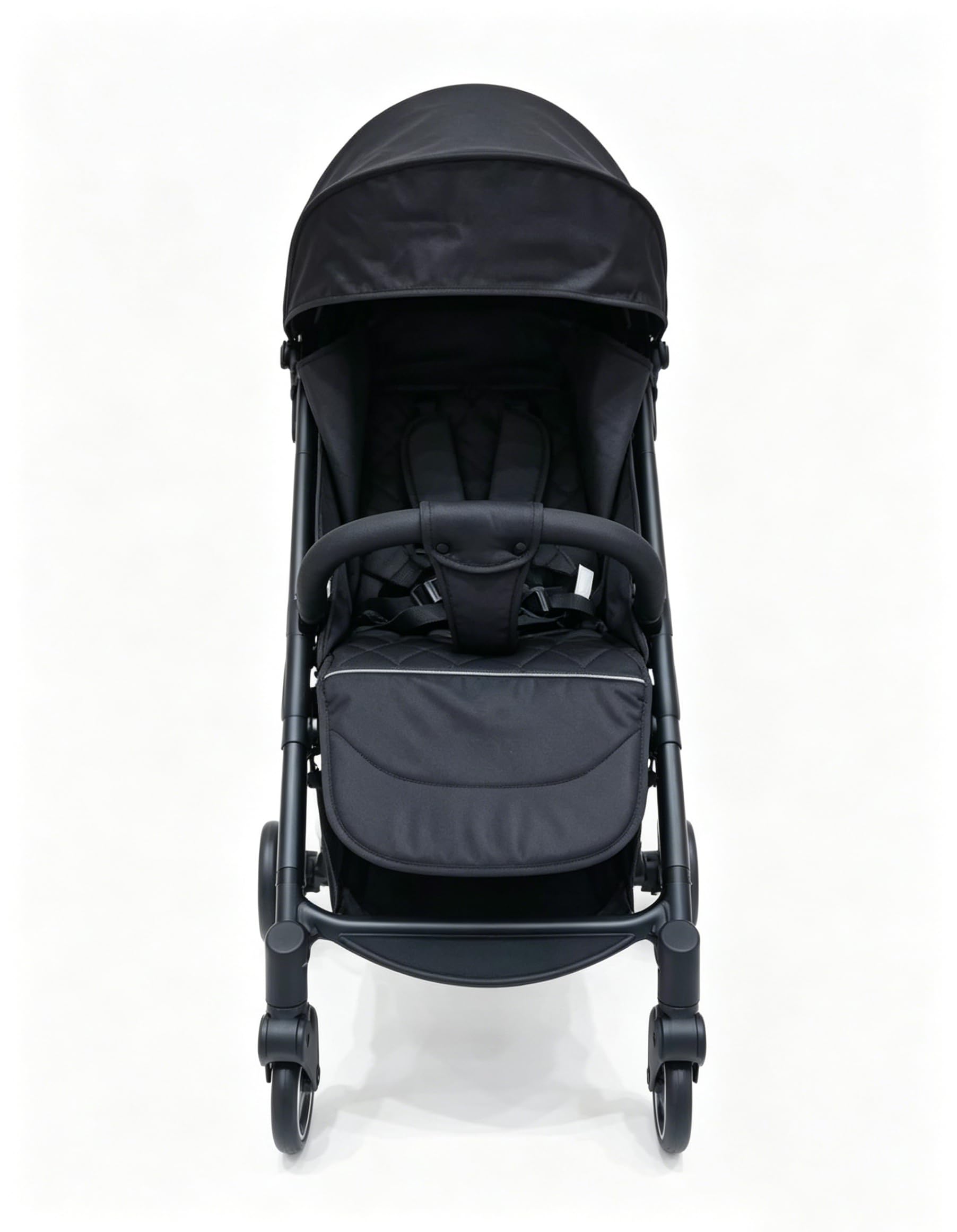 Luxury Baby Stroller Lightweight Foldable Pushchair Travel System Pram with Reclining Seat, 5-Point Harness, Storage Basket Rain Cover (Black) — view 2