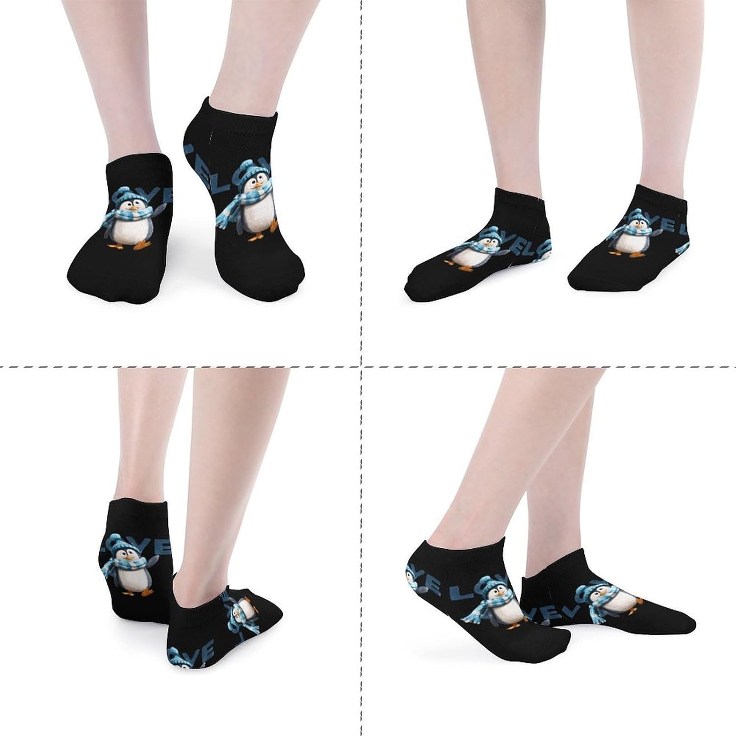 Winter LOVE Penguins Socks for Men Women 5 Pairs Ankle Socks