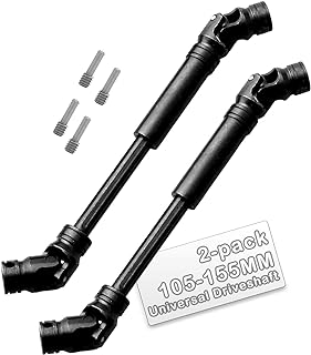 Universal Drive Shaft 2PCS 105-155MM RC Upgrades for 1/10 Axial SCX10 Redcat D90 Gen7 /Pro RC4WD GEN8 RC Crawler,RC Upgrade Parts Hop-Ups,Steel Full Metal Drive Shaft,Black (105-155 MM,2PCS)