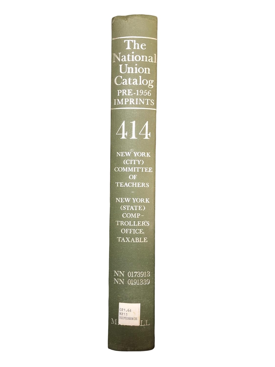 National Union Catalog v. 414 Pre1956 Imprints unknown author