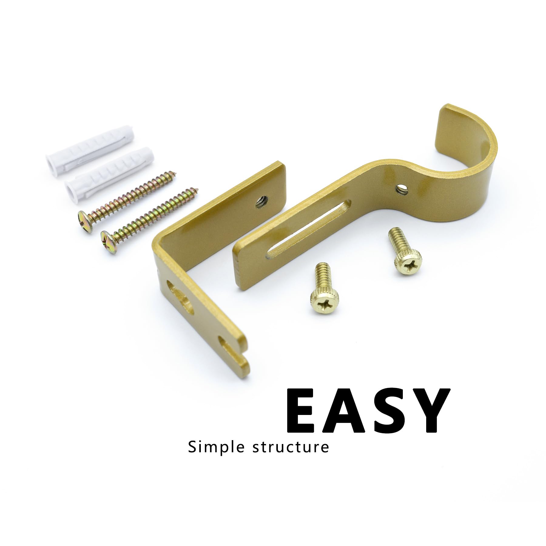 Curtain Rod Brackets - 3 Pack, Golden Finish -4