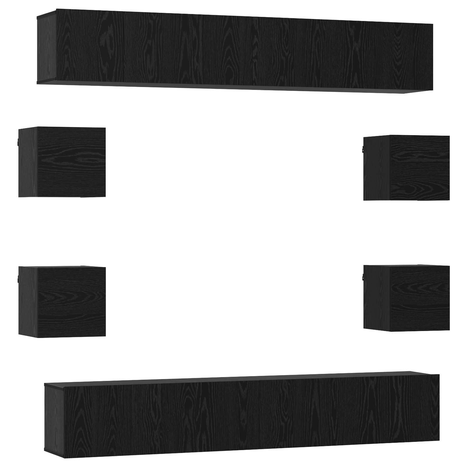 Meuble TV suspendre 180cm bois noir meuble media modulaire salon moderne