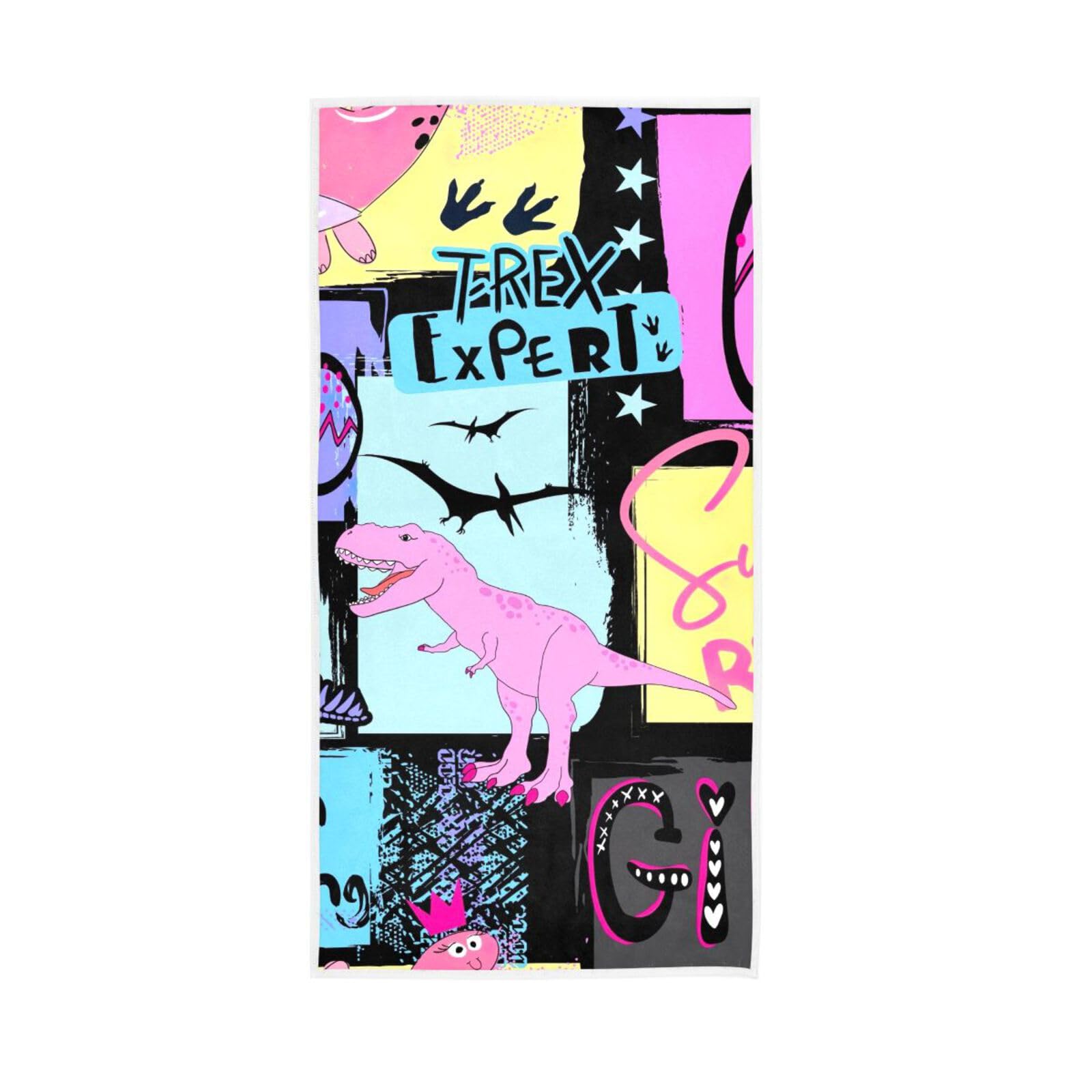 LSRCPD Pink Dino Fingertip Towels, 15 x 30 Inches Soft Hand Towel Spa Towels Hand Towels for Bathroom