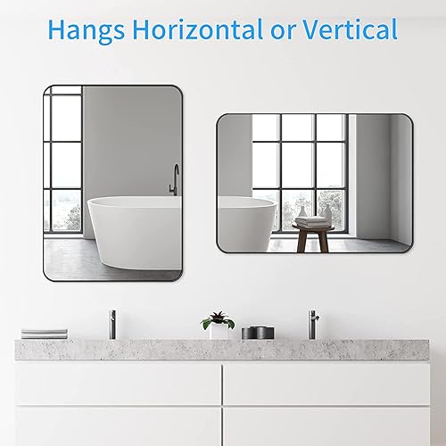 Miniatura 5 de Black 22 "x30 Metal Rectangular Bathroom Wall Mirror