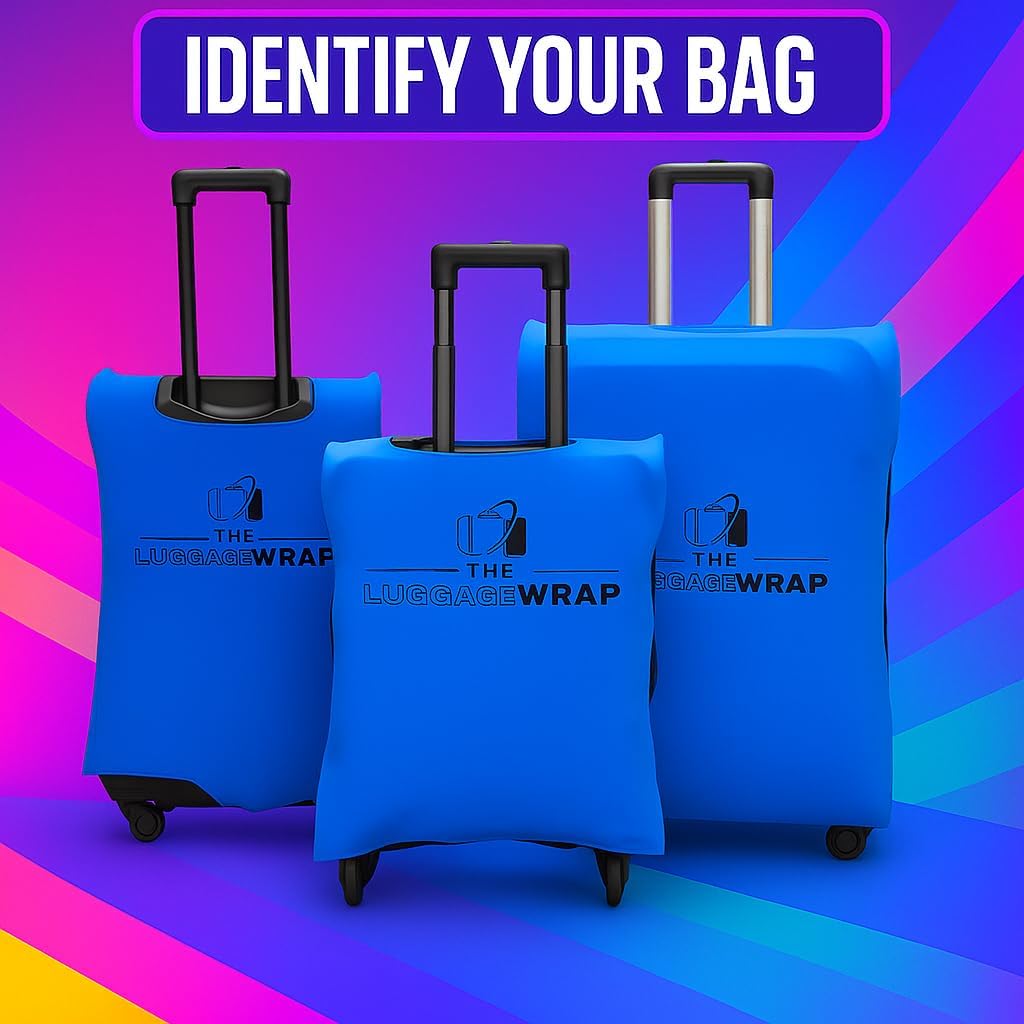 Small Breezy Blue Water-Resistant Luggage Covers for Suitcase TSA Approved for 19"-21" - Durable Patented Design Suitcase Covers for Luggage, Fundas para Maletas, Travel Accessories