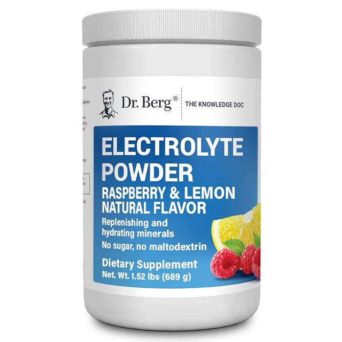 Buy Dr. Berg's Electrolyte Powder, Raspberry & Lemon Natural Flavor