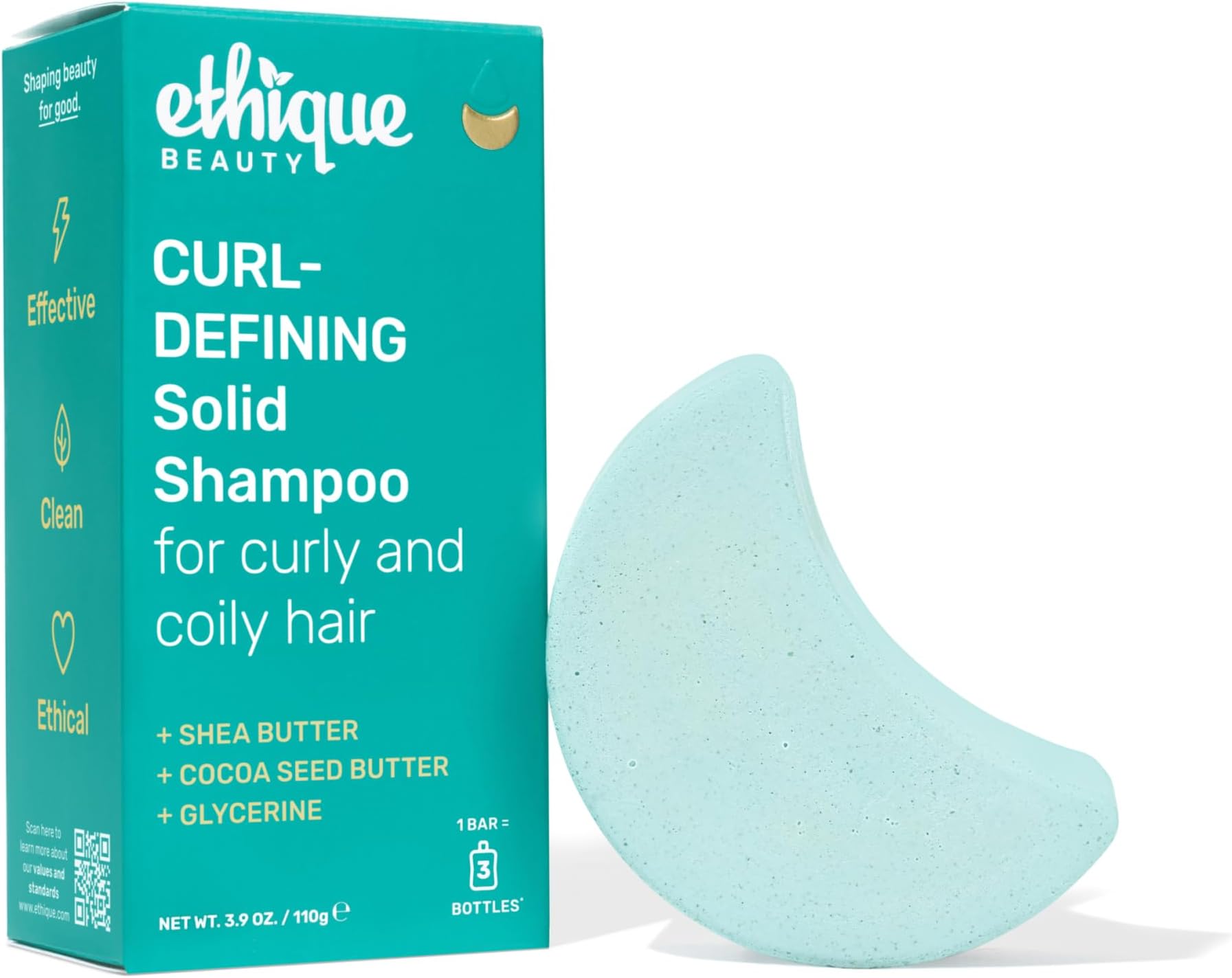 Curl-Defining Shampoo Bar with Shea Butter - Plastic-Free, Vegan, Cruelty-Free, 3.88 oz - Professor Curl