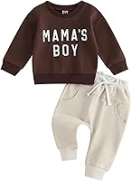 Vista 1 de Conjunto de 2 piezas de ropa para bebé niña y niño, sudadera con letras de mamá y niño, conjunto de 2 piezas