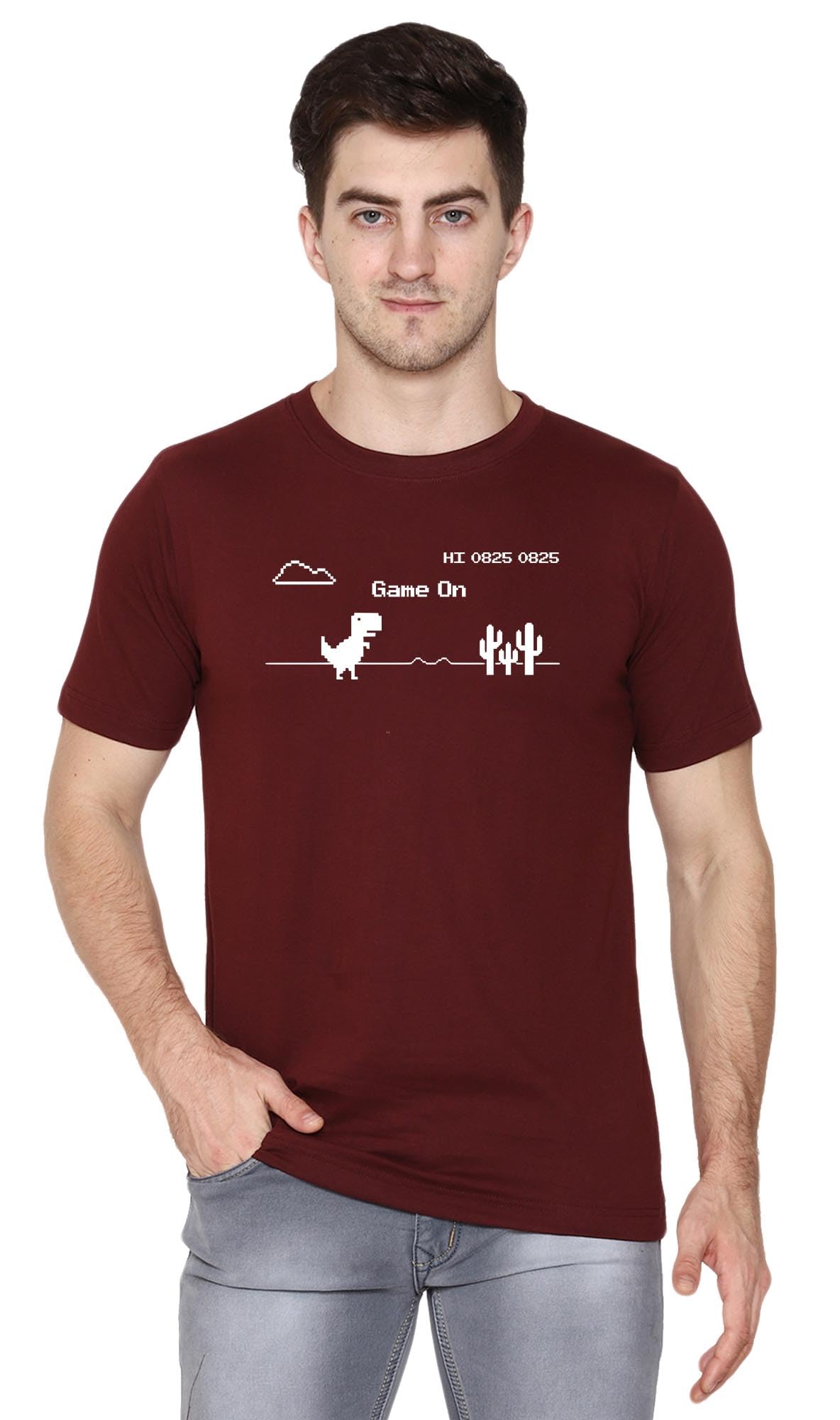 T-Rex Printed T-Shirt for Boys, Men & Women | Gaming Tshirts | Google Chrome Tshirt |No Internet | Dinosaur Trex | Web Browser