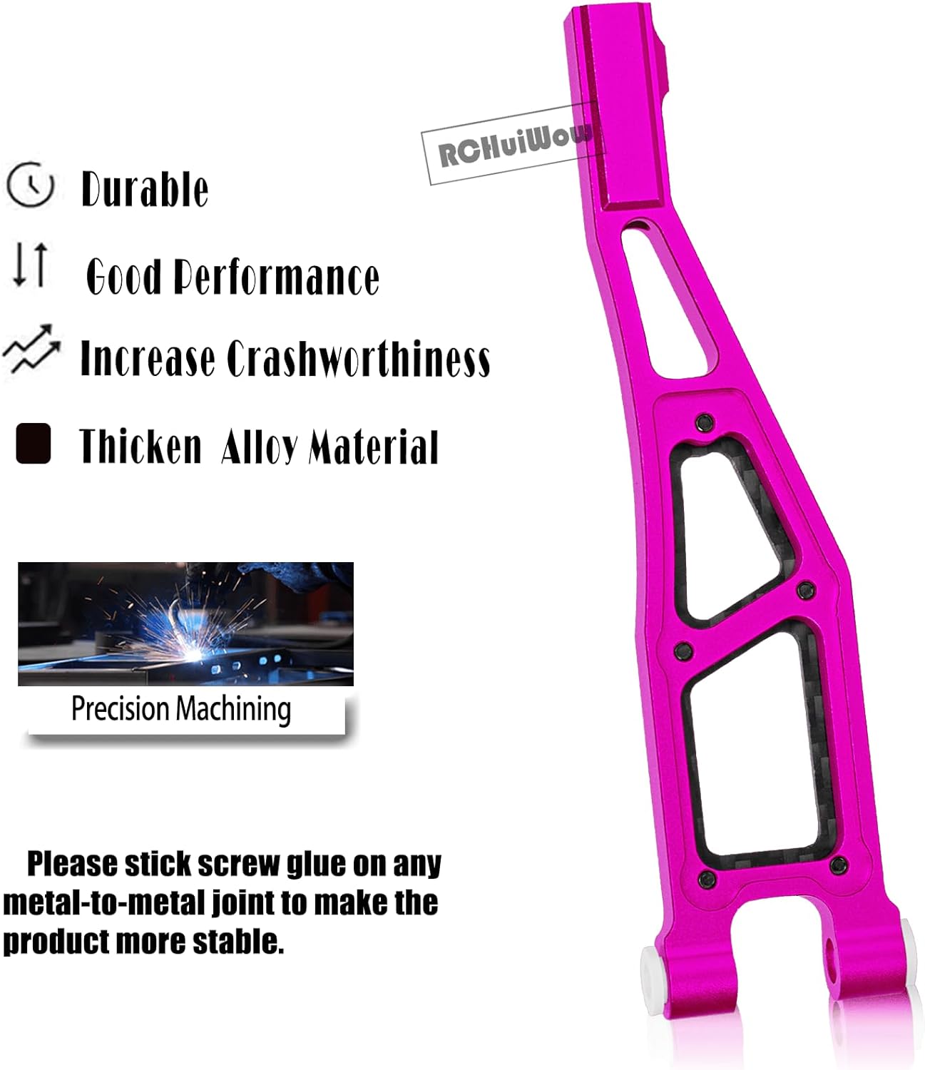 RC Alloy Front Upper Suspension Arms Upgrades Part for 1/8 Kraton 6S BLX,Outcast 6S BLX,Talion 6S BLX, Notorious 6S BLX,Aluminium Front Upper A Arms w/Pivot Balls,2pcs,Pink