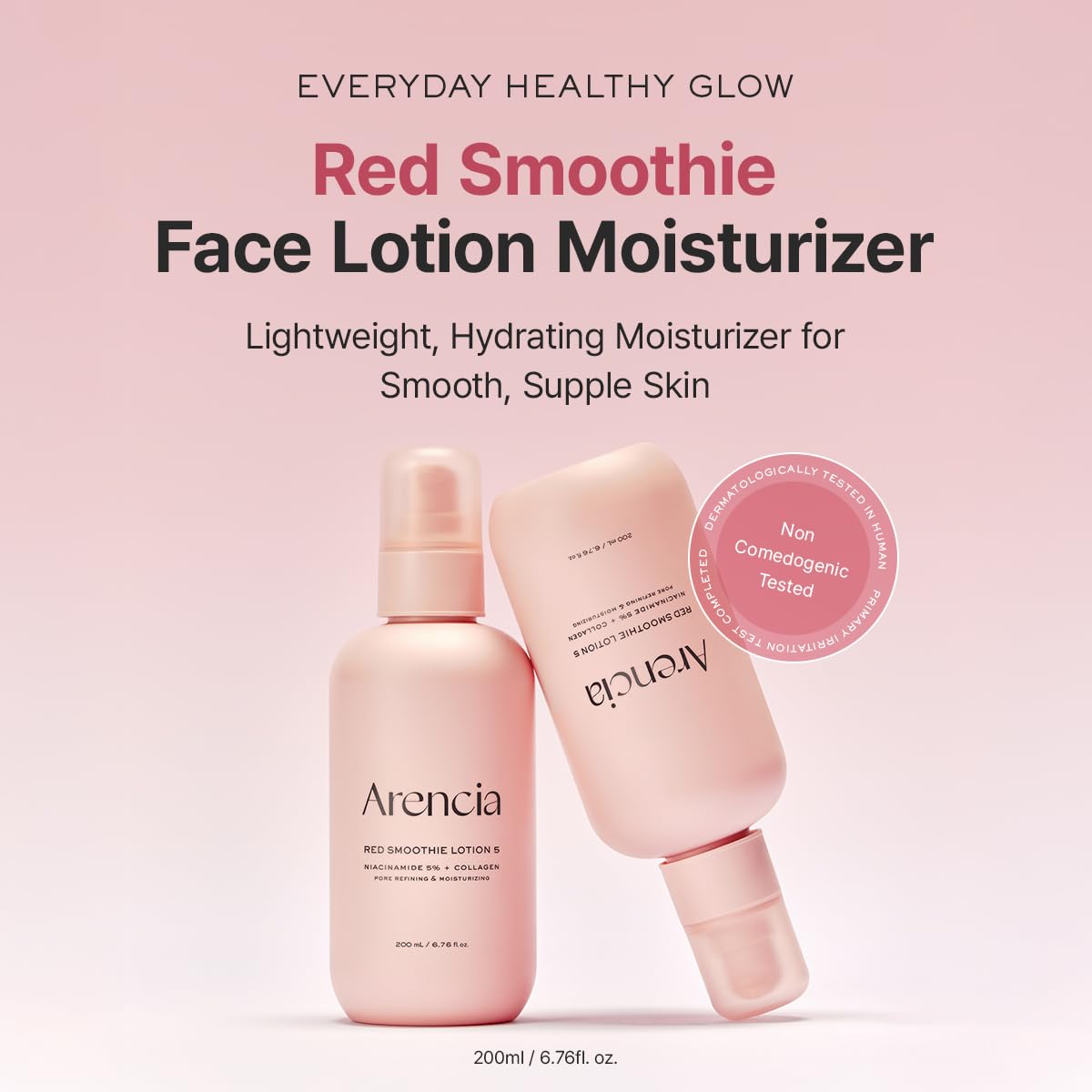 ARENCIA Red Smoothie Lotion Face Moisturizer with 5% Niacinamide and Peptides