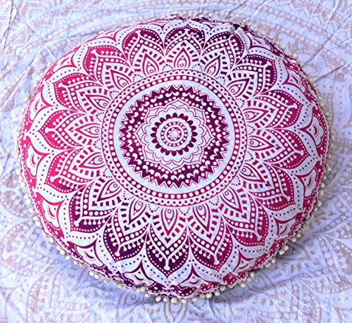 Coussin de sol traditionnel Mandala pour petits espaces, pouf Boho 32 cm - 5