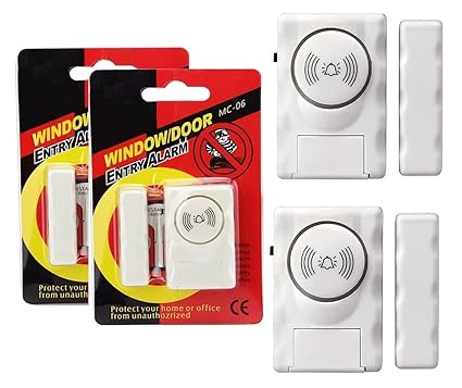 Homelus Window Door Entry Alarm System (MC06-1) - Pack of 2 - Magnetic Sensor and Loud Sound Siren, Anti Theft System for Home & Office