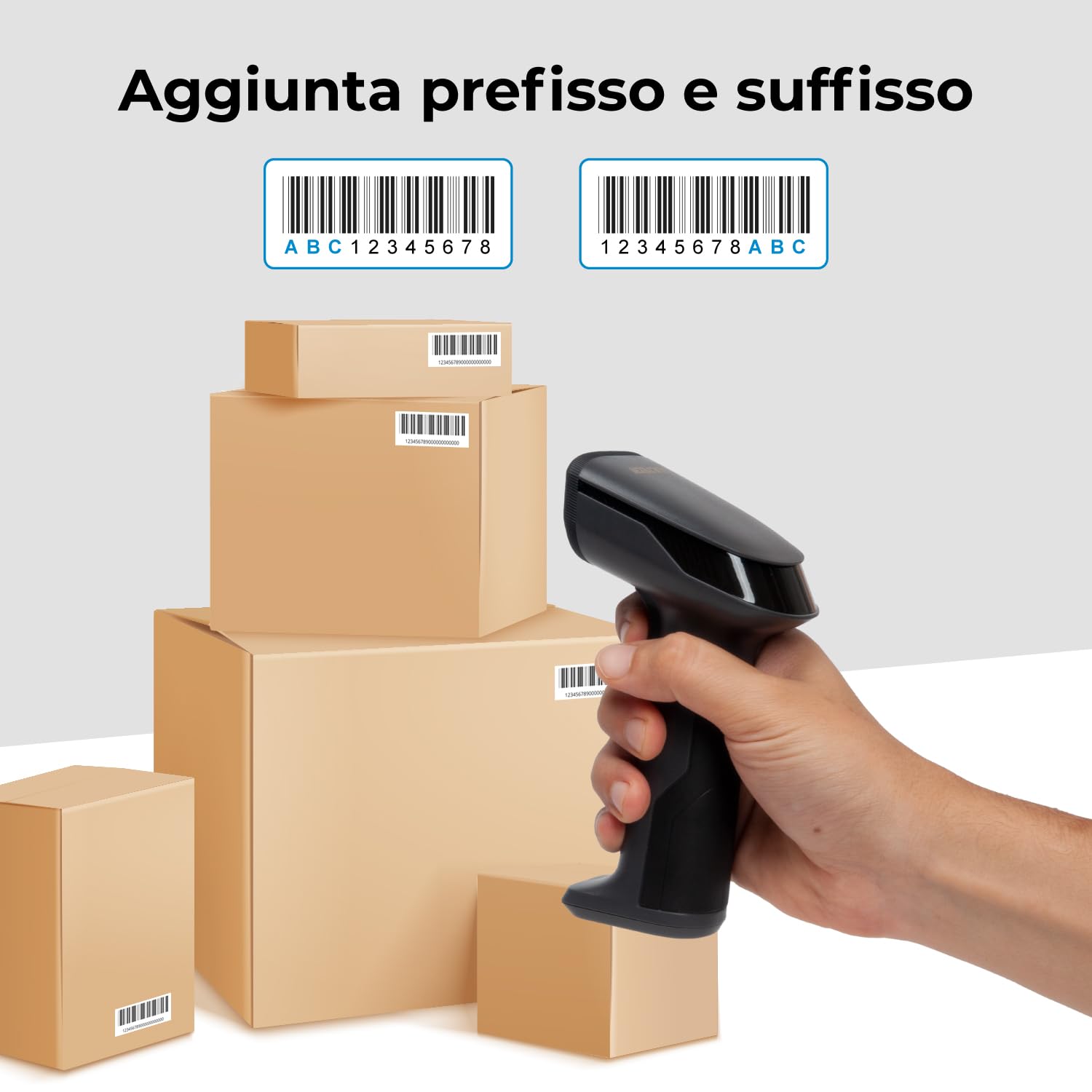 VulTech BC-07P-WBT Barcode Scanner Wireless 2.4Ghz / Bluetooth/USB Lettore Codici a Barre 2D 1D QR, Scansione su display, POS, Registratore Cassa Magazzino Supermercato Farmacia Windows/Mac/Linux