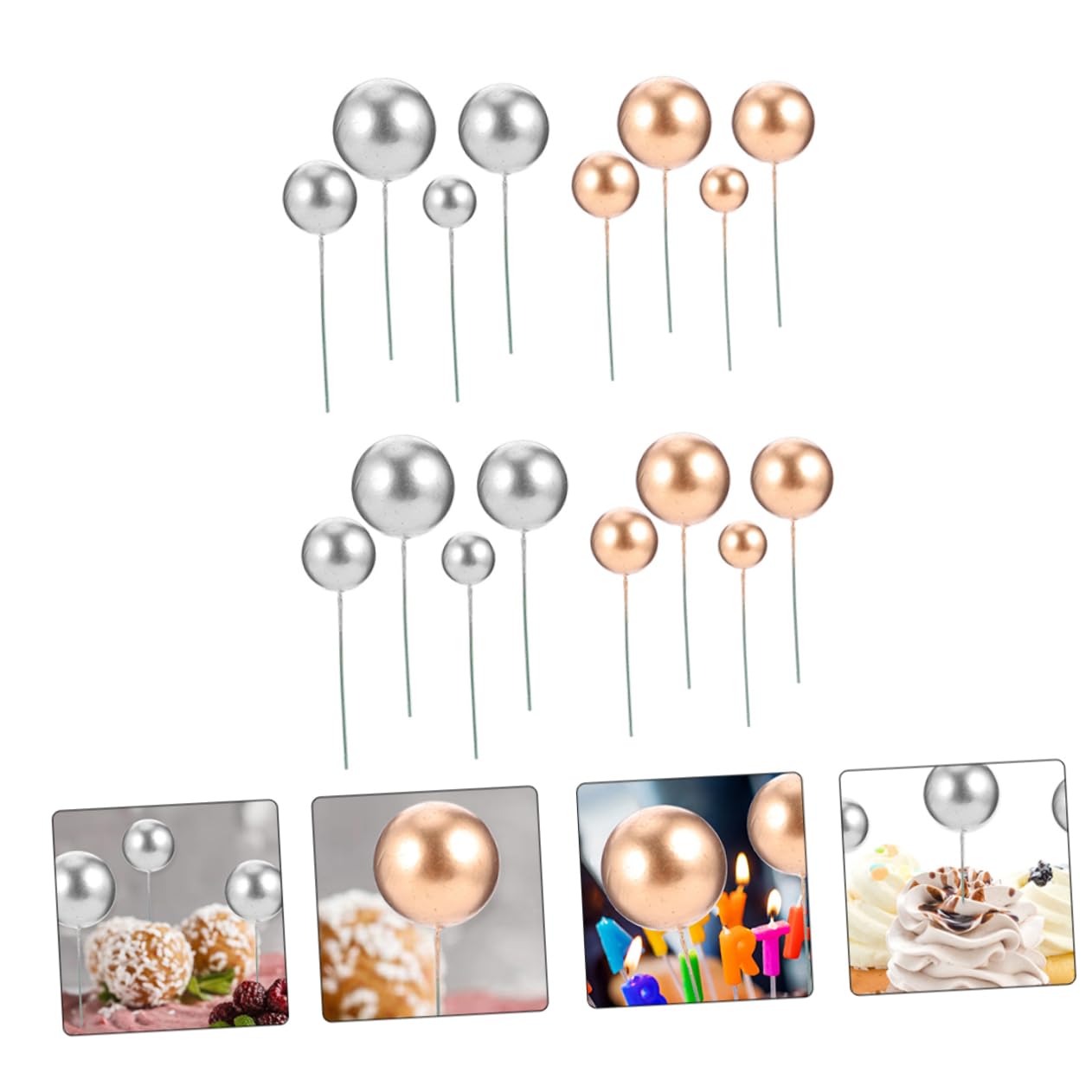 Zerodeko 120pièces Boules Décoratives pour Gâteau Et Décorations De Gâteau Élégantes pour Anniversaires Et Mariages