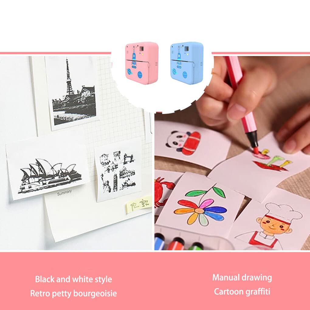 Impresora fotográfica multifunción Cámara para niños Cámaras portátiles livianas Juguete Digital inalámbrico Mini impresoras instantáneas, Azul, Sin Tarjeta de Memoria