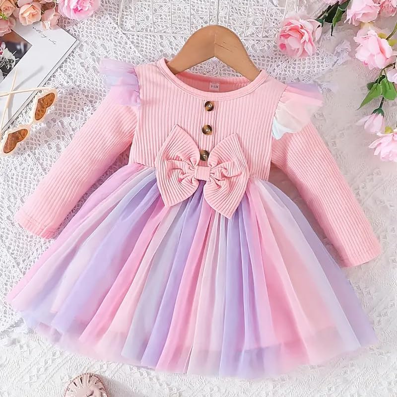 Image of Niren Enterprise Broadbill Full Sleeve net and Modal Fabric Baby Girl Frock