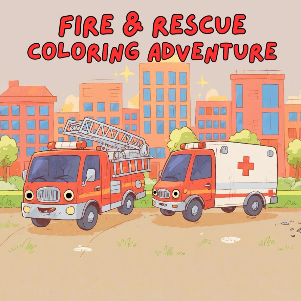 Fire & Rescue Coloring Adventure: A Fun and Educational Coloring Book for Kids Featuring Fire Trucks, Police Cars, Ambulances, and More!