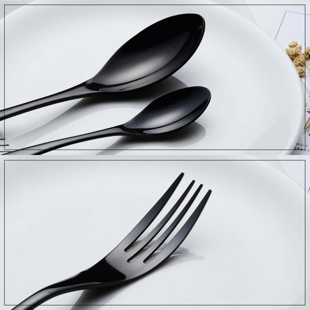 Black Stainless Steel Dinner Fork for School and Office Use