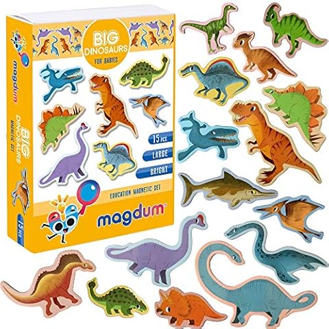 Fridge Magnets for Kids MAGDUM DINOSAUR toy - 15 Large Kids Fridge Magnets - Fridge Magnets for Toddlers - Magnetic Animals Magnets Toys - Toddler Magnet Toys - Baby Preschool Toys Magnetic Toys Cover