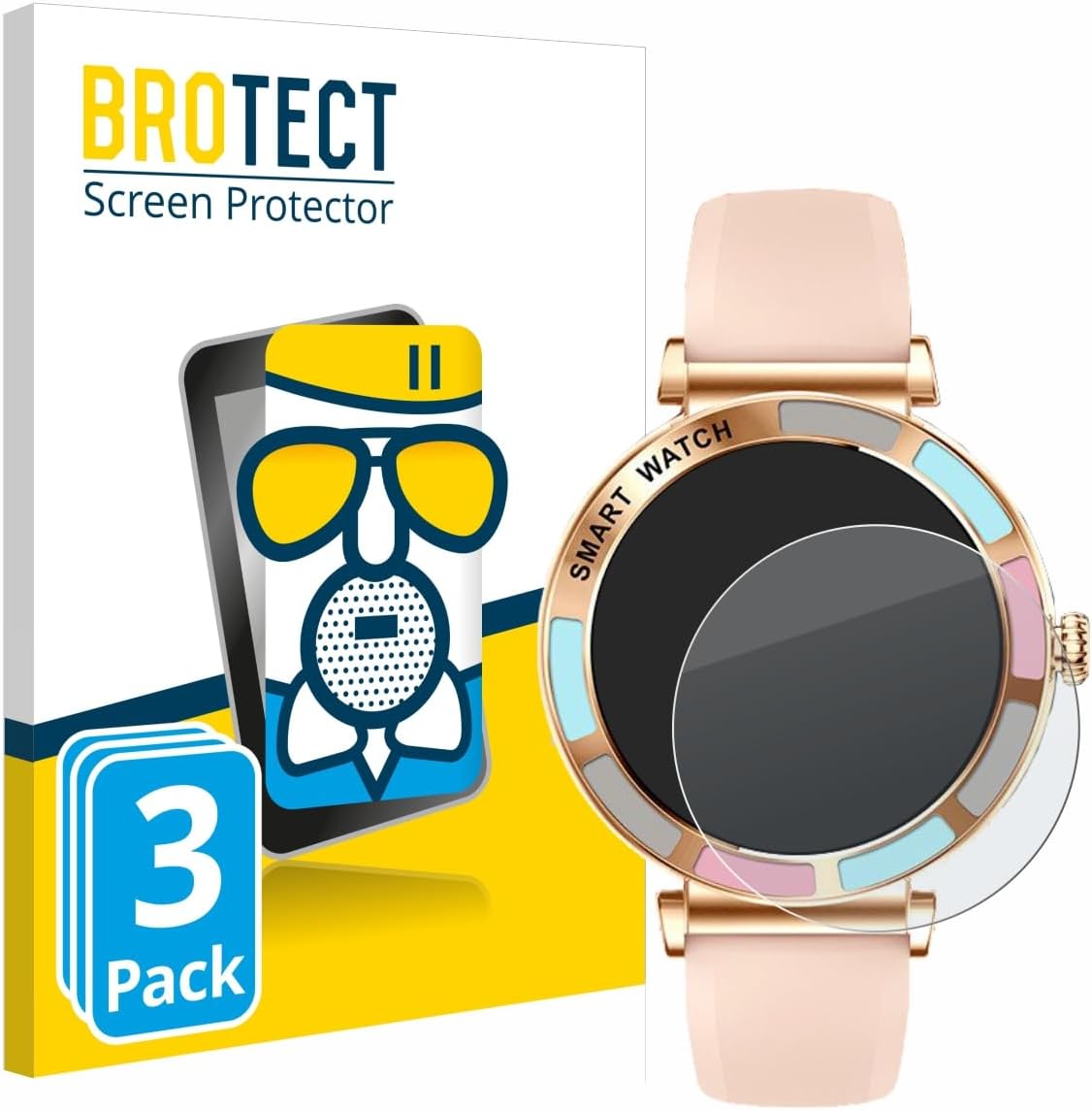 brotect Anti-Glare Glass Screen Protector Matte Compatible with Braidol Smartwatch 1.27" (3 Pack) - Anti-Scratch 9H Protection Film