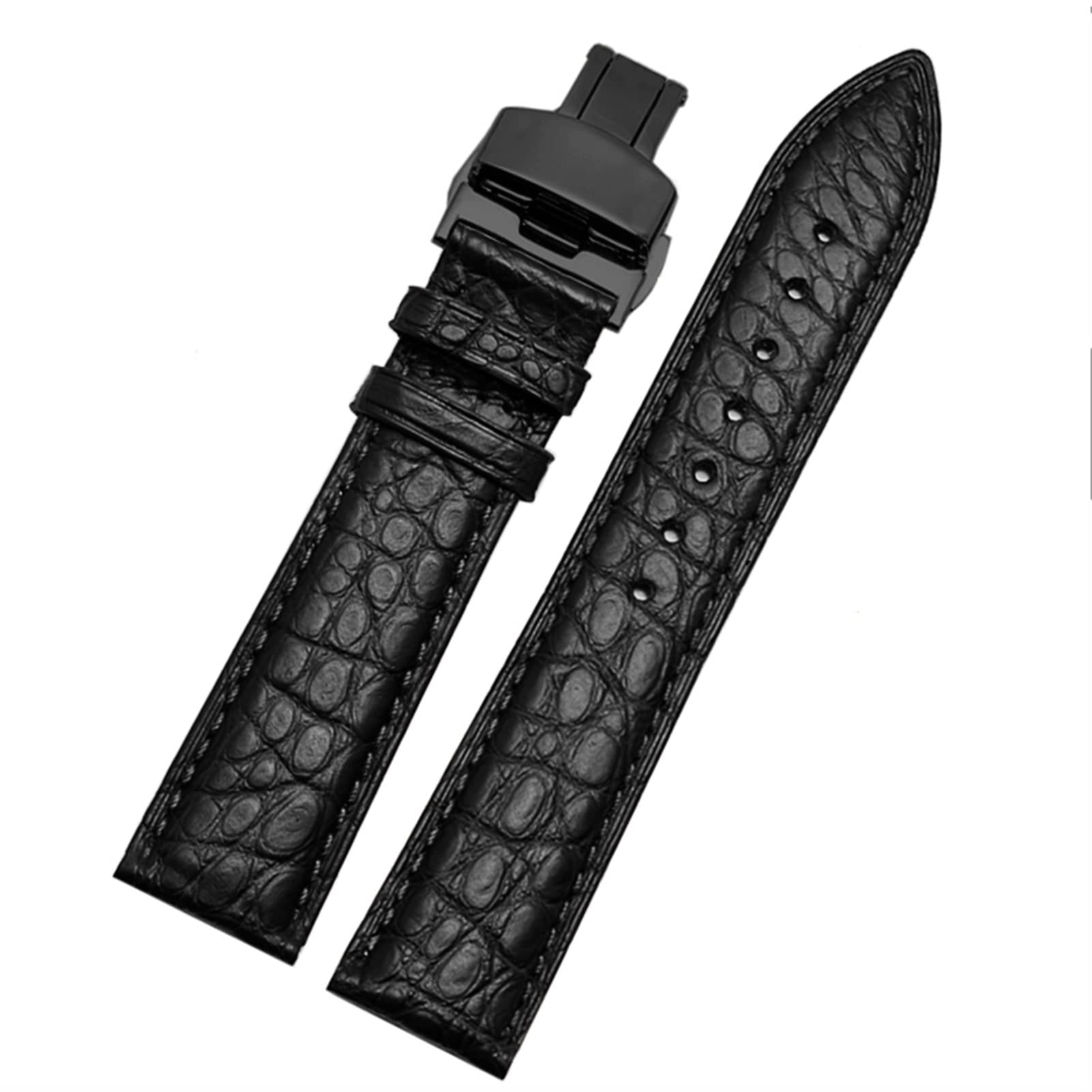 Correa de reloj de piel de cocodrilo para cualquier marca de 12, 13, 14, 15, 16, 17, 18, 19, 20, 21, 22, 23, 24 mm, con cierre plegable, 23mm, Ágata