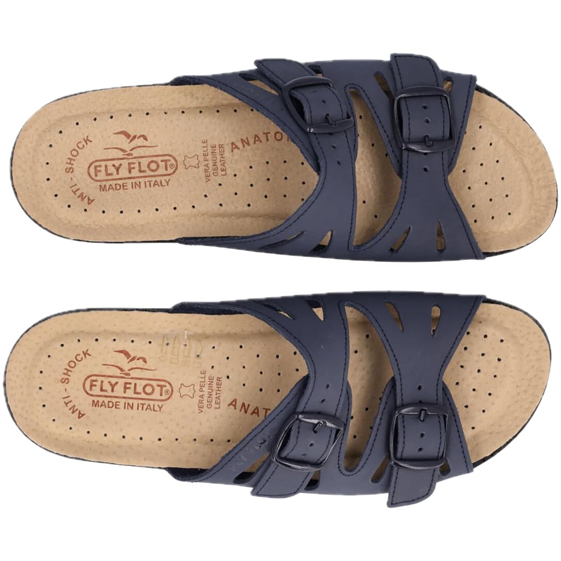Fly Flot ciabatte donna sandali pelle doppia fibbia 800 soletta anatomica Made in italy 025 ciabatta