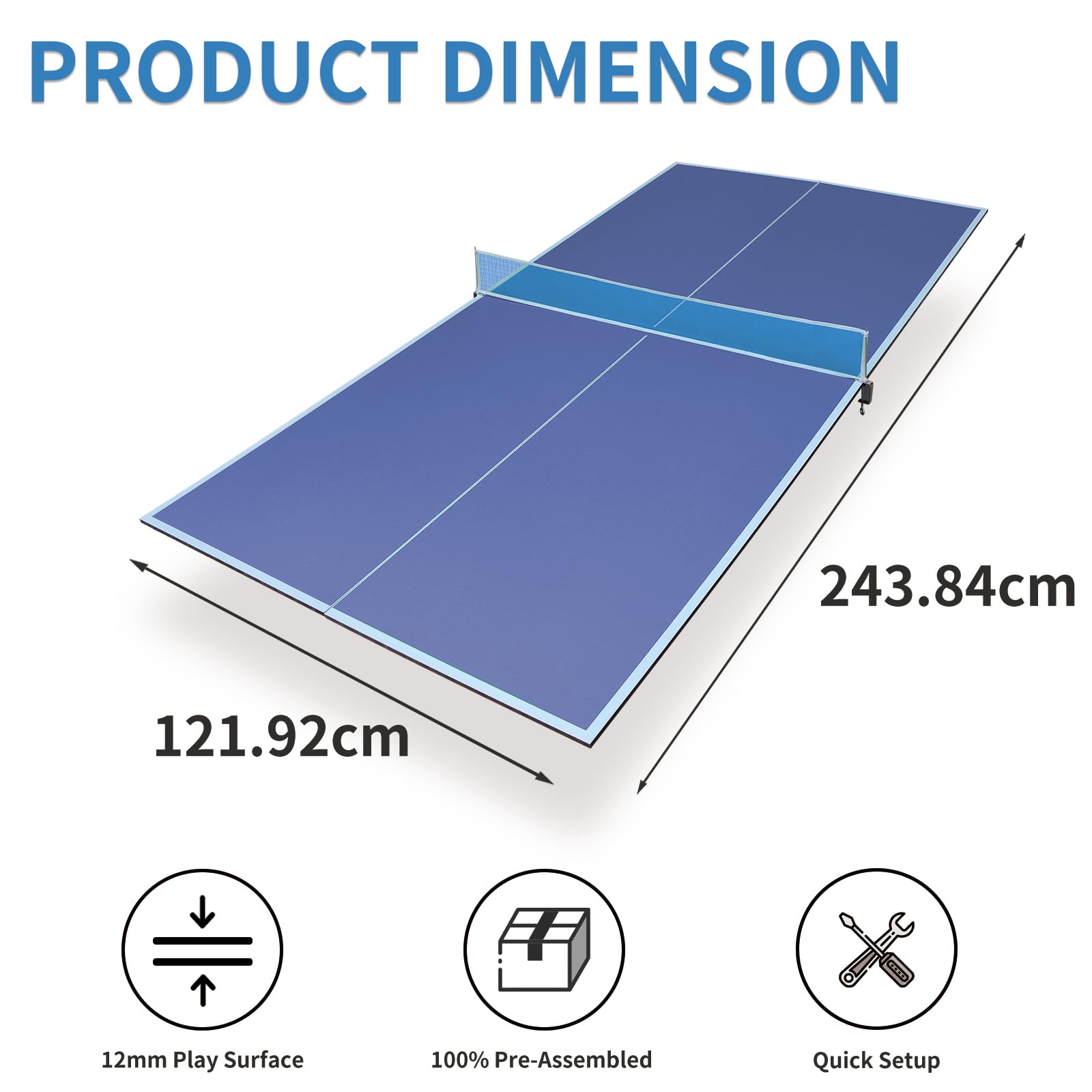 Tavolo da ping pong pieghevole 137-244 cm, set completo con rete racchette palline, tennis tavolo portatile in MDF, per indoor/outdoor, salvaspazio per famiglia scuola giardino – più taglie colori