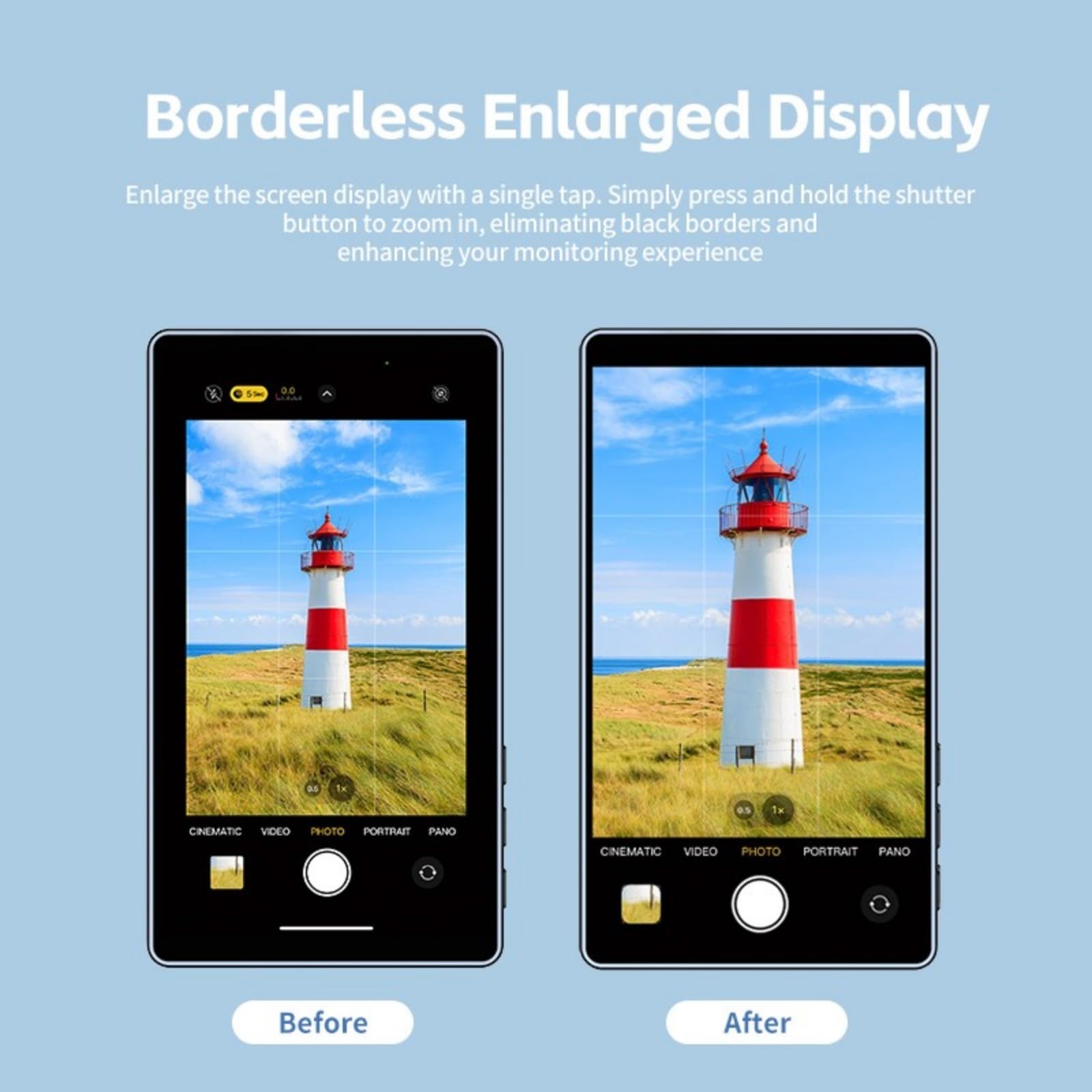 Shimbol CP5 Lite 5 "1080P Pantalla de Monitor Selfie para teléfono Celular iPhone Andriod, teléfono Vlog Trasero Espejo de la cámara, conexión de un Clic de Rango de 50 m, con Funda Azul magnética