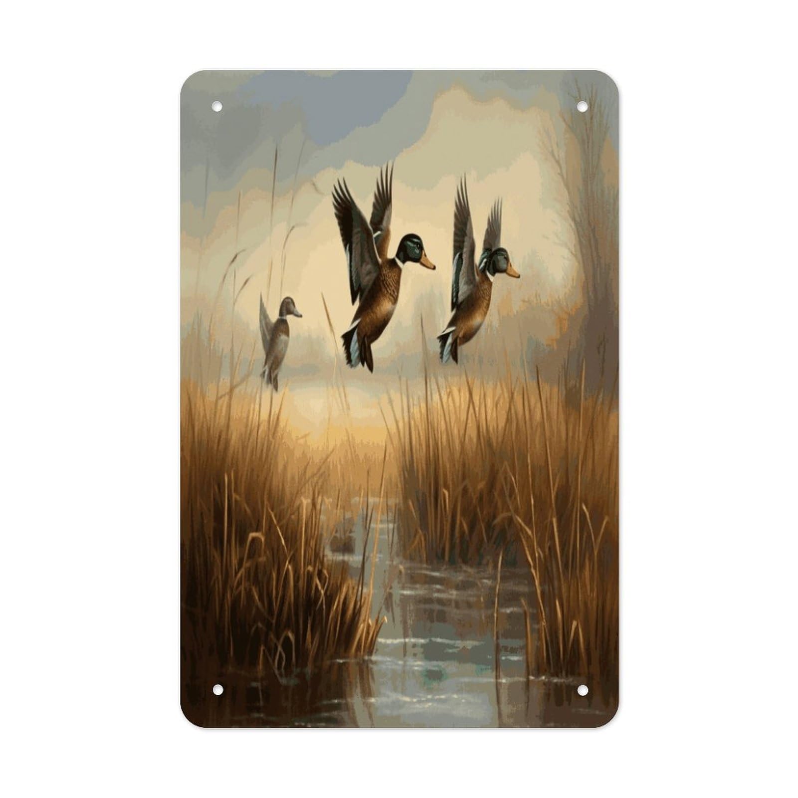 Btcowzrv Style Hunting Flying Wild Metal Tin Sign Wall Decor Hanging Plaque