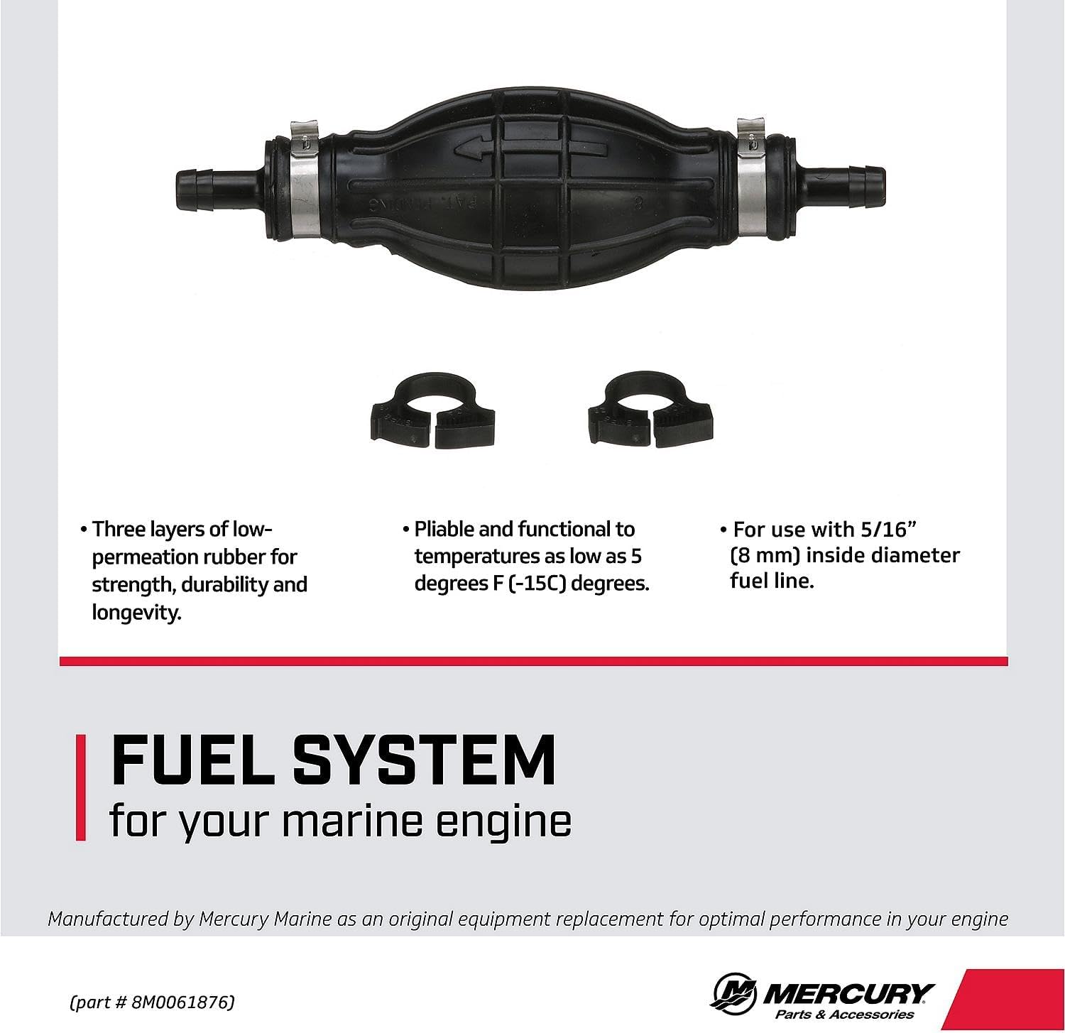 Mercury 8M0061876 Primer Bulb for 5/16" (8mm) Inside Diameter Fuel Lines