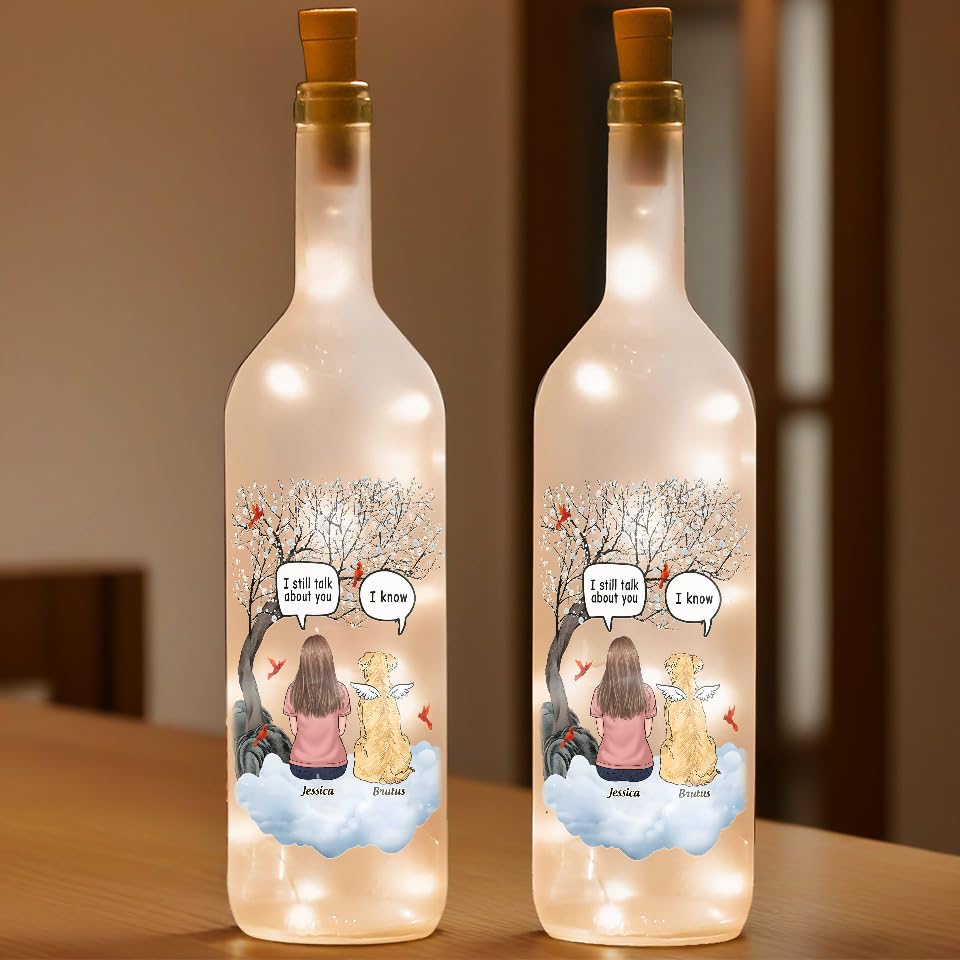 Joy Crafters Personalized Bottle Lamp – Love Knows No Goodbye, Personalized Pet Memorial Bottle Lamp, Dog Memorial Gifts for Loss of Dog, Pet Loss Sympathy Gift, Housewarming Gifts for Dog Lovers